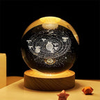 Projector USB 3D Solar System Crystal Ball Lamp With Wooden Base Led Display Stand