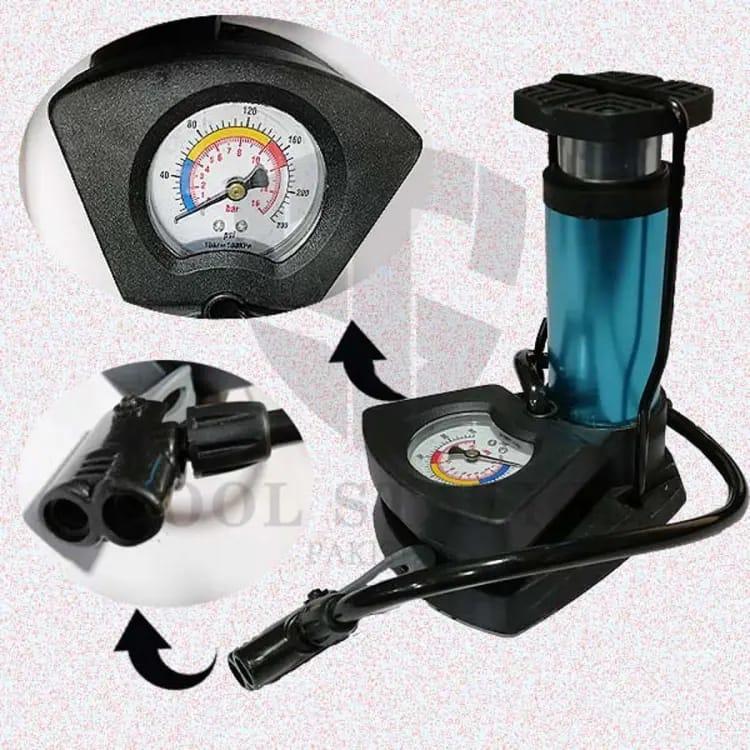 Foot Air Pump with Meter Guage & Nozzles (Free Delivery)
