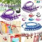 Durable 12 Pcs Laundry Hanging Clips with Adjustable Rope with Free Delivery
