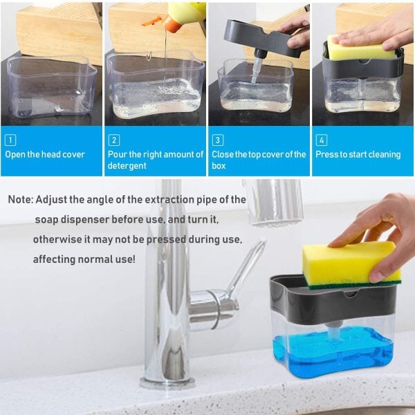 2 in 1 Premium Quality Plastic Soap Dispenser & Sponge Holder Pump (Free Delivery)