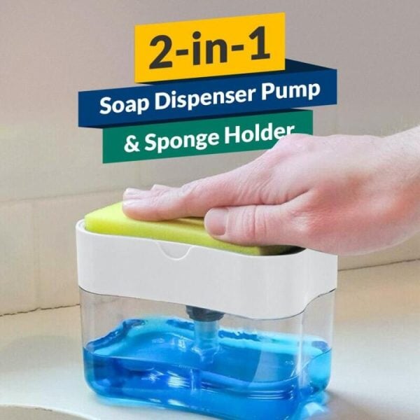 2 in 1 Premium Quality Plastic Soap Dispenser & Sponge Holder Pump (Free Delivery) Cleaner Buythebliss 2 Pieces 